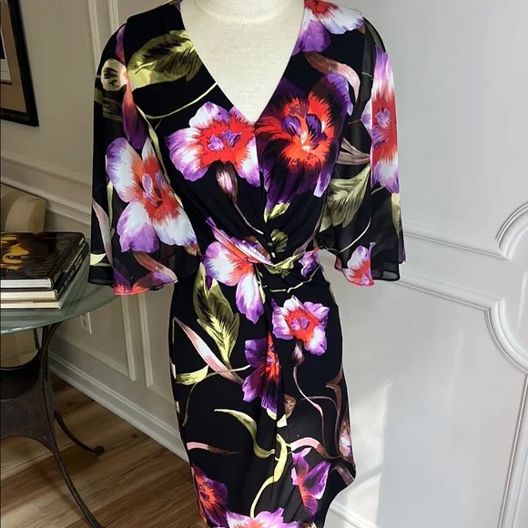 Joseph Ribkoff Black Floral Dress size